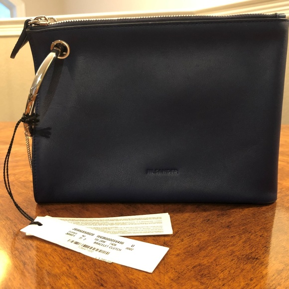 NWT Jil Sander Navy Leather Double Clutch - Picture 8 of 8